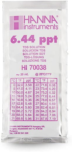 Solución Calibración Tds 6,44 G/L (25 Bolsas De 20 Ml)